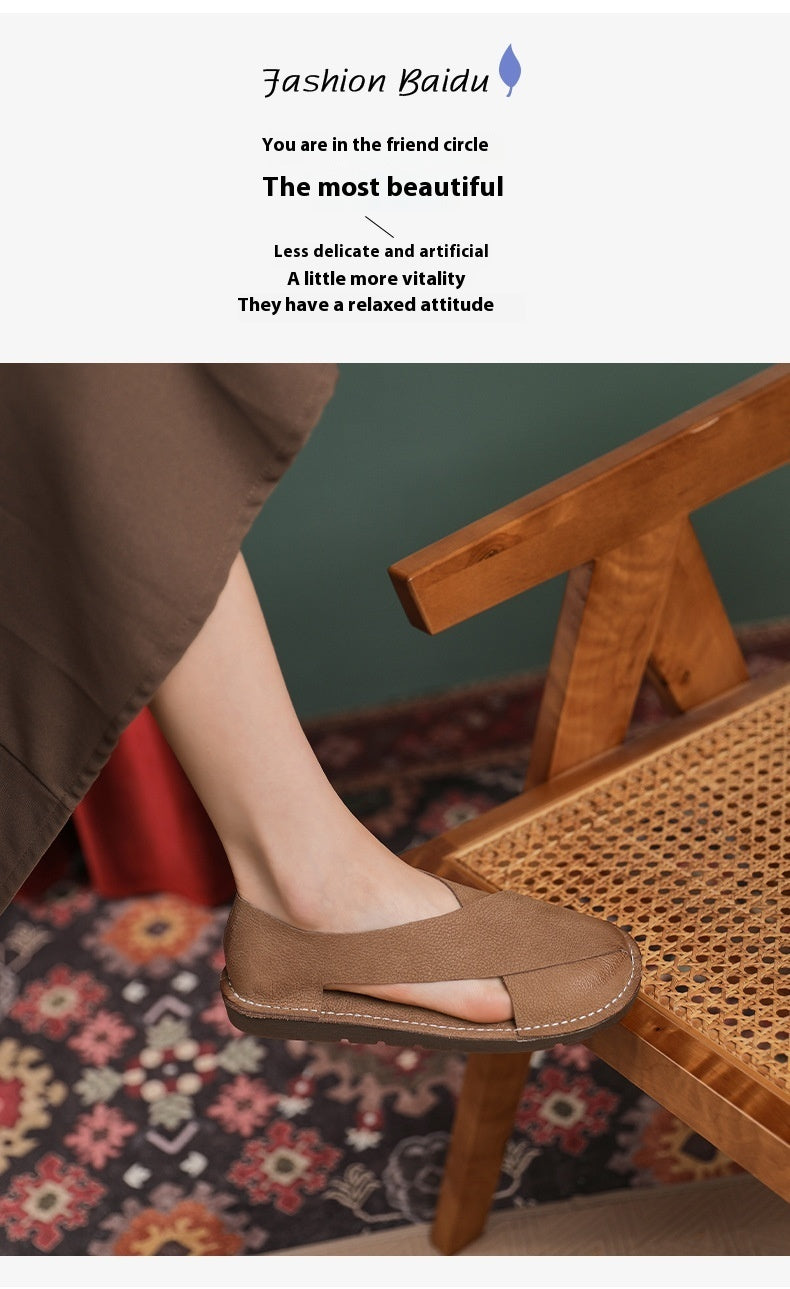 Handmade Roman Sandals Women's Toe Cap Side Empty Slip-on - Bellarte Enchanté Handmade Roman Sandals Women's Toe Cap Side Empty Slip-on